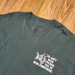 Vintage 80s FudPucker's Shirt Adult Medium Green Beachside‎ Bar & Grill Florida